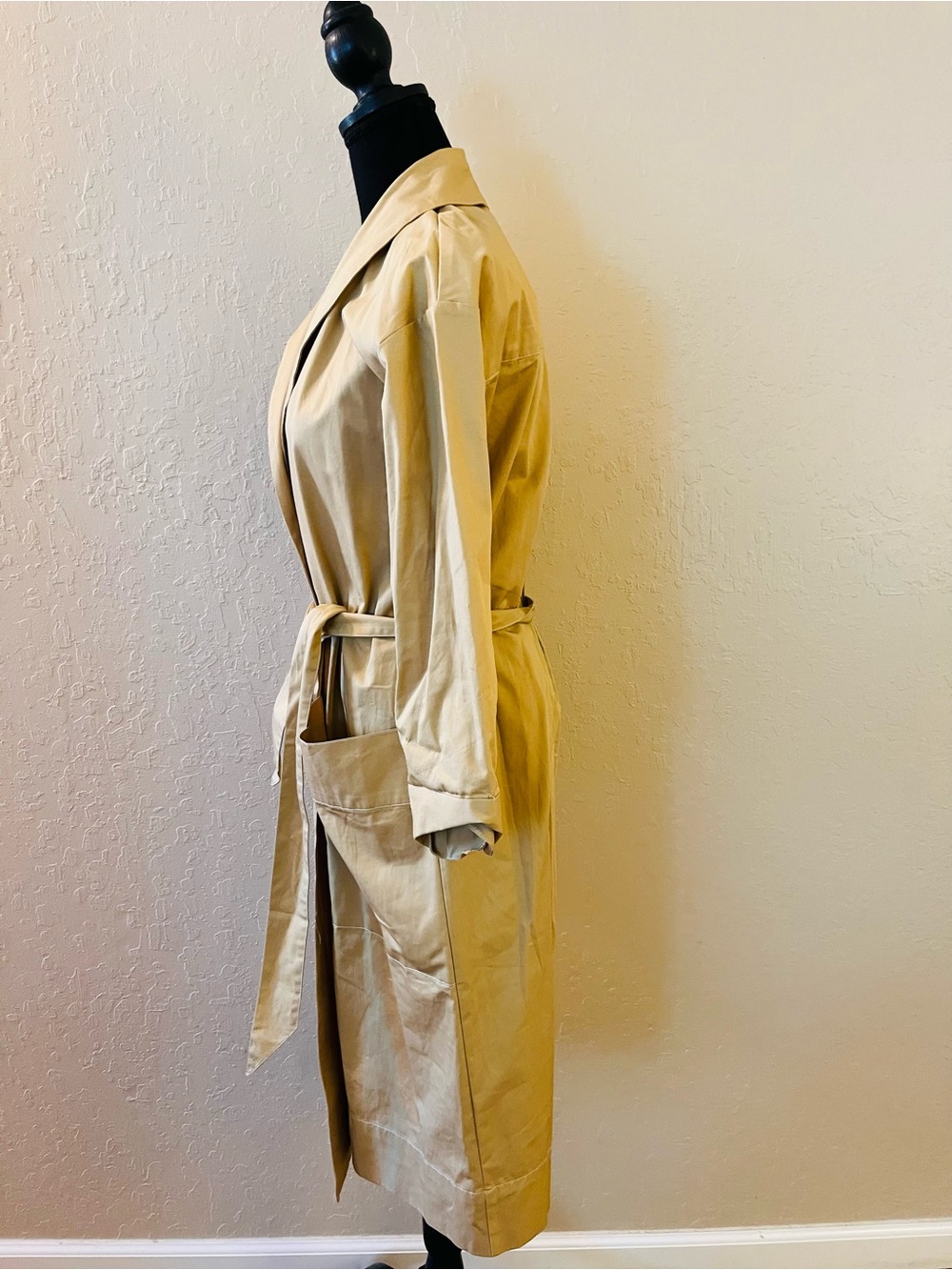 Mossimo Supply Co. Tan Wrap Trench Coat with Self-Tie Belt - Picture 3 of 7